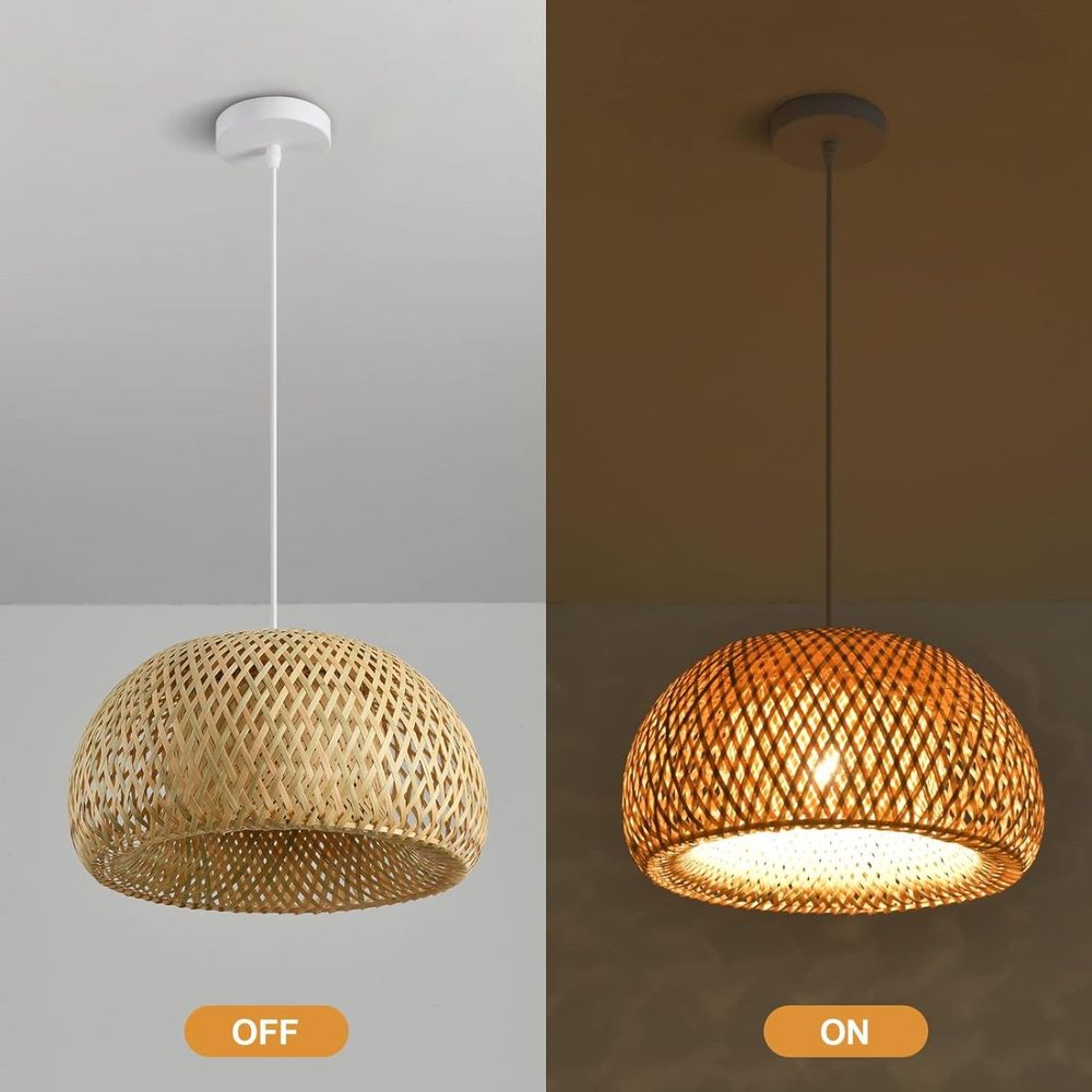 hualuosi Bamboo Woven Pendant Light are Suitable for Kitchen Island,Dining Room